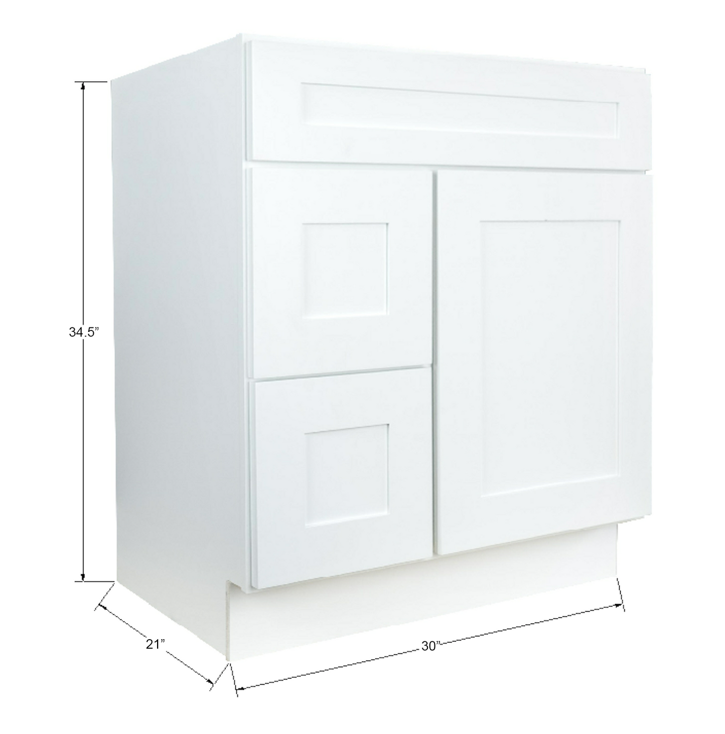 Hollywood Fabiani Design Shaker Bathroom Vanity Combination Sink Base Cabinet Ready to Assemble White
