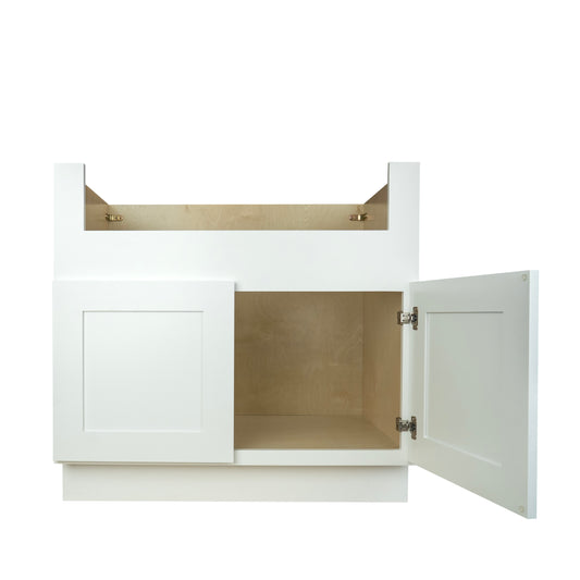 Hollywood Fabiani Design Shaker Farm Sink Base Kitchen Cabinet Ready to Assemble 36 in. W x 24 in. D x 34.5 in. H White