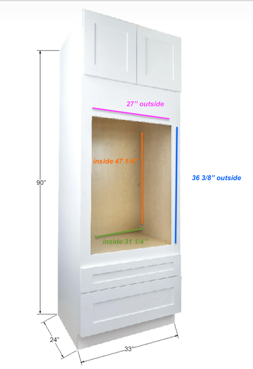 Hollywood Fabiani Design Shaker Oven Kitchen Cabinet Ready to Assemble 33 in. W x 24 in. D x 90 in. H White