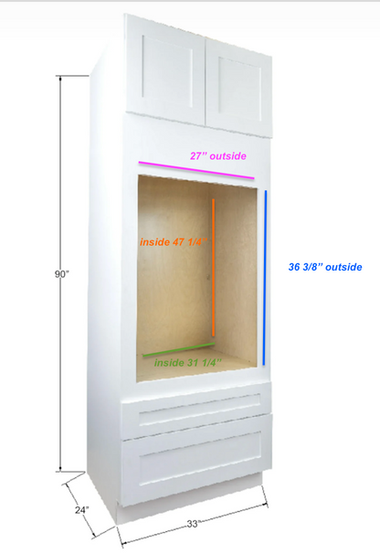 Hollywood Fabiani Design Shaker Oven Kitchen Cabinet Ready to Assemble 33 in. W x 24 in. D x 90 in. H White