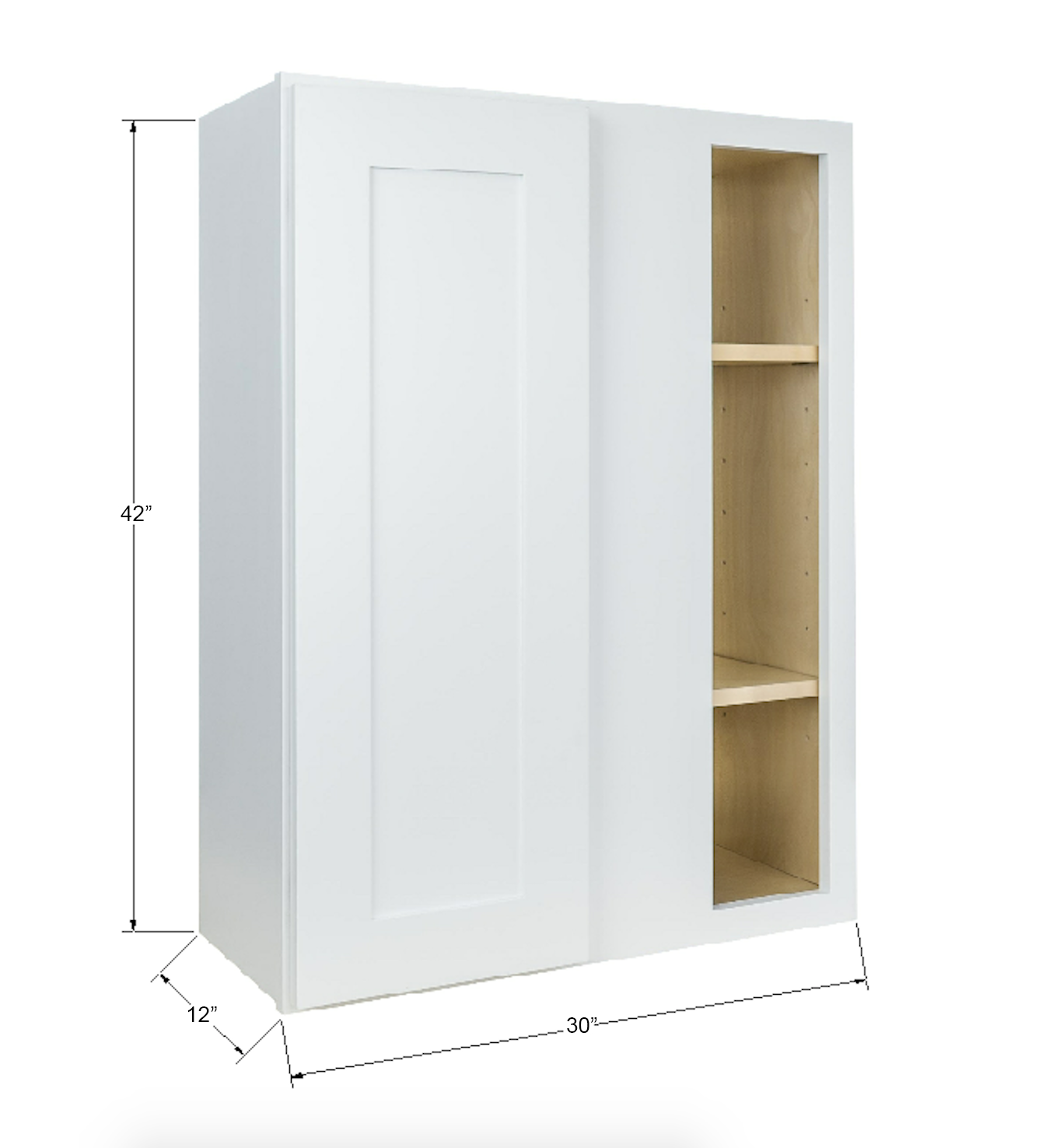 Hollywood Fabiani Design Shaker Blind Corner Wall Kitchen Cabinet Ready to Assemble White