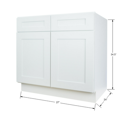 Hollywood Fabiani Design Shaker Sink Base Kitchen Cabinet Ready to Assemble White