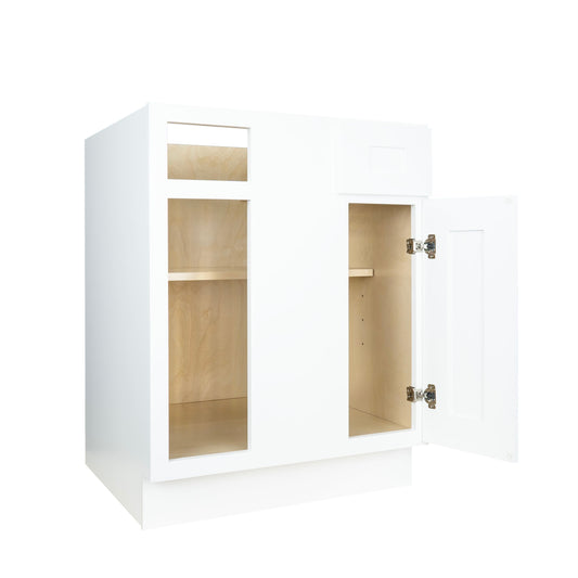 Hollywood Fabiani Design Shaker Blind Corner Base Kitchen Cabinet Ready to Assemble White