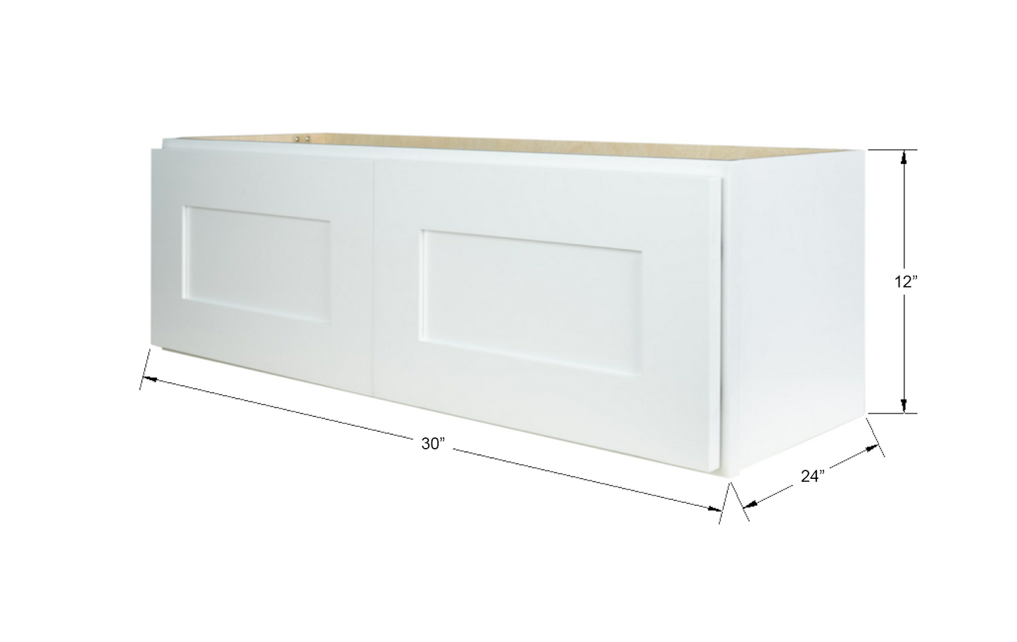 Hollywood Fabiani Design Shaker Wall Refrigator Kitchen Cabinet Ready to Assemble 30 in. W x 24 in. D x 12 in. H White