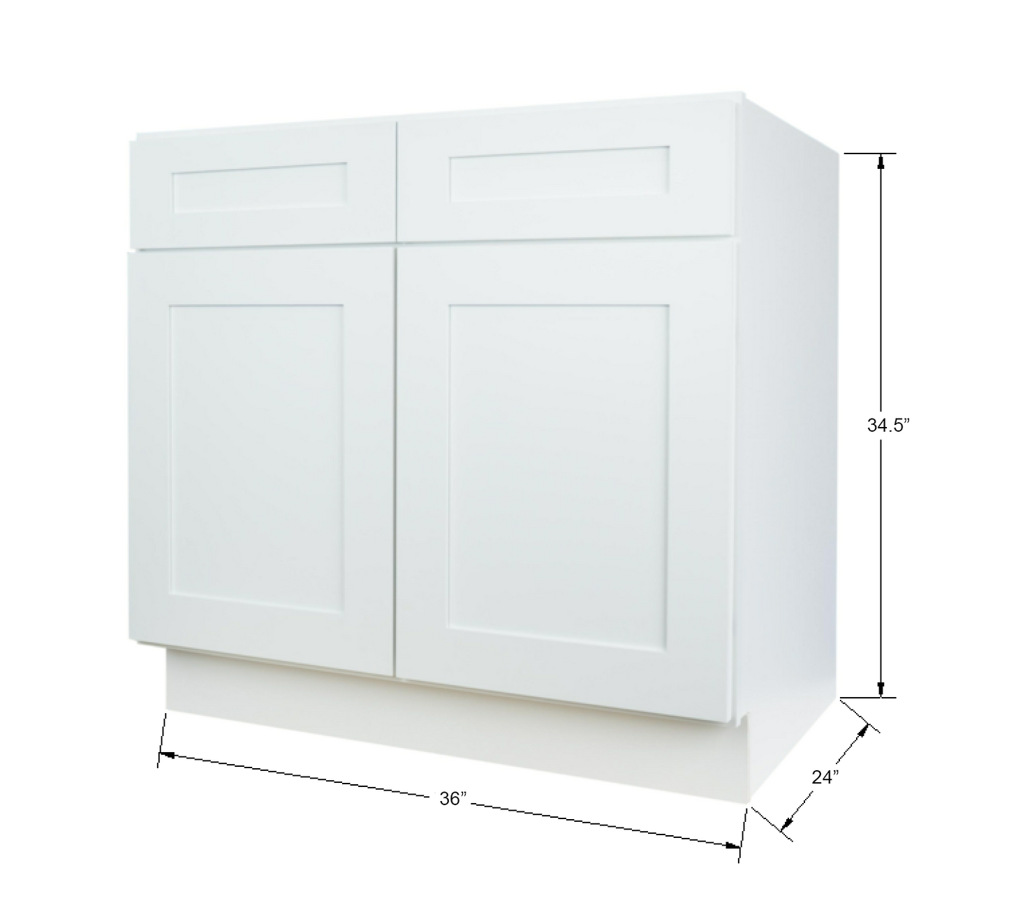 Hollywood Fabiani Design Shaker Sink Base Kitchen Cabinet Ready to Assemble White